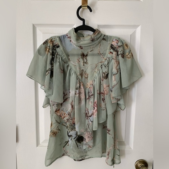 PREEN BY THORNTON BREGAZZI Original Print Ruffle Floral Blouse EUC Size - M - Picture 7 of 16